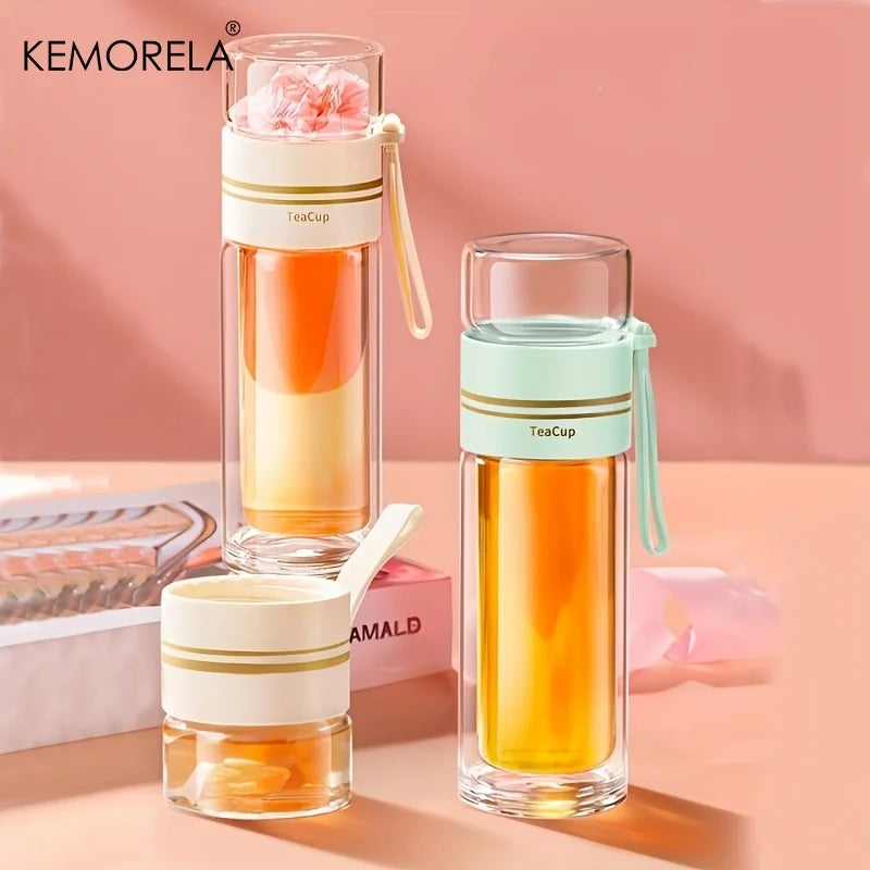 520ml Double-Walled Glass Tea Mug with Stainless Infuser Glass Tea Infuser Mug Axl