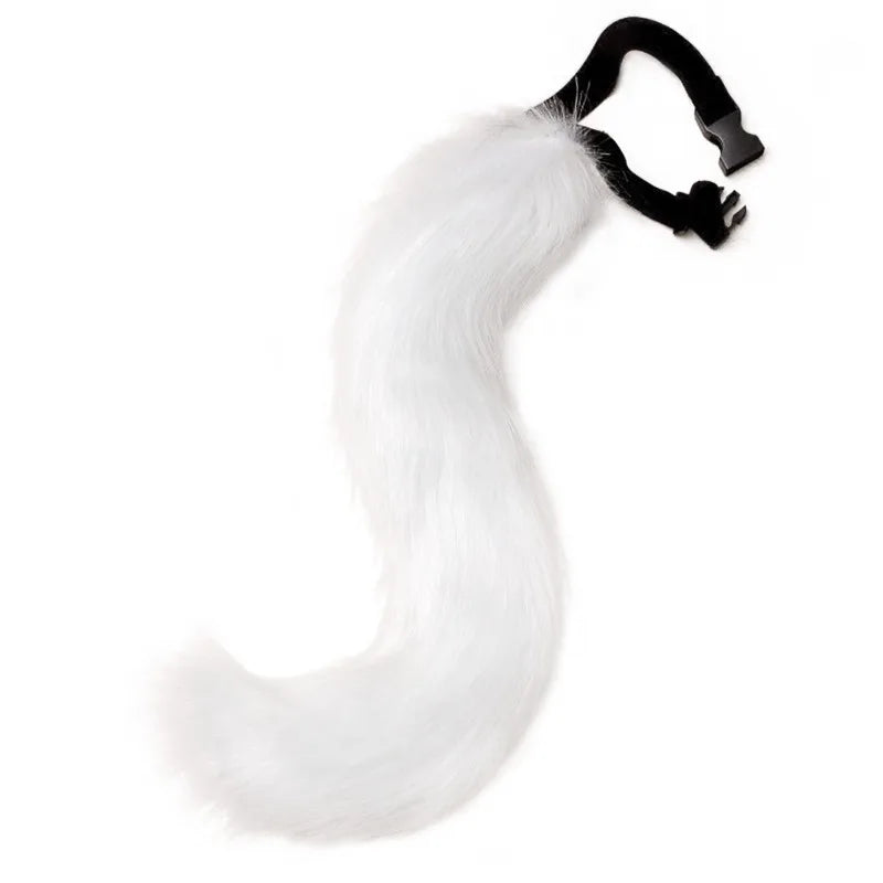 Fox & Cat Plush Tail – Anime Cosplay & Halloween Costume Prop Cosplay Costume Accessory Axl white
