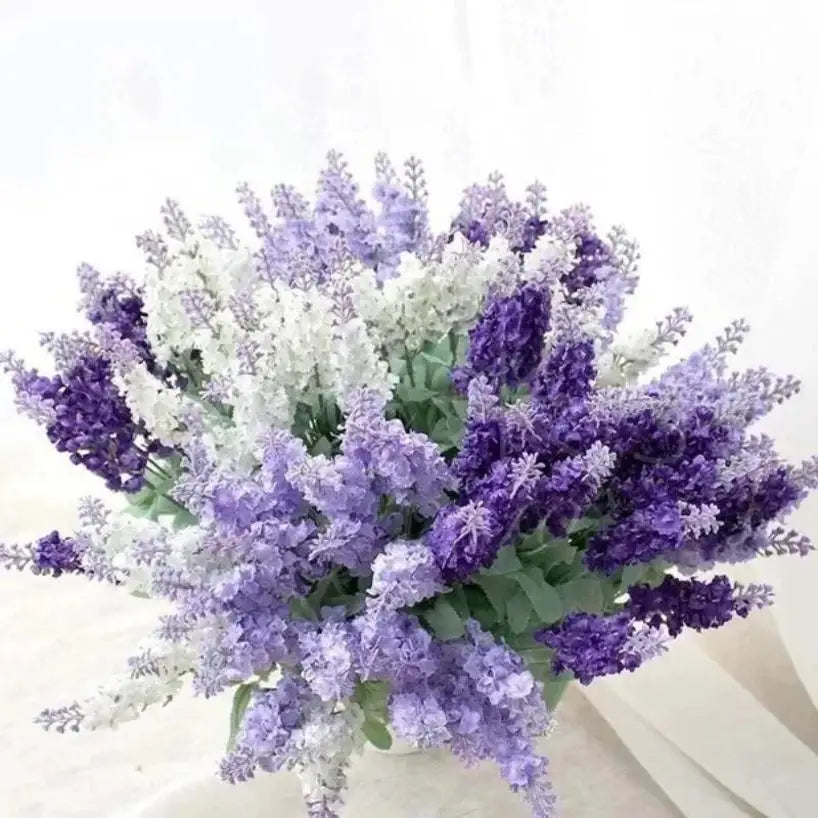 Artificial Lavender Bouquet – Silk Fake Flowers for Home & Wedding Artificial Flower Bouquet Axl