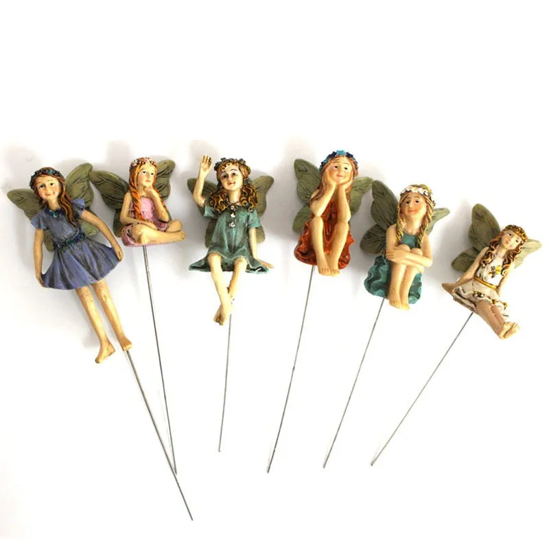 6-Piece Miniature Fairy Figurines Set – Fairy Garden Decor Garden Figurine Set Axl