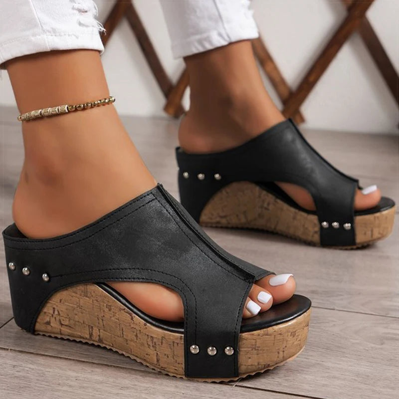 HAJINK Women's Wedge Platform Sandals – Peep Toe Summer Heels Wedge Platform Sandals Axl Black 38