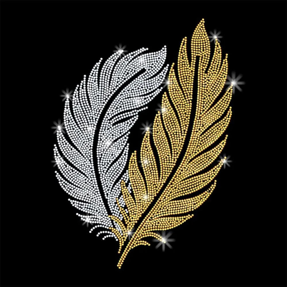 Glass Hotfix Rhinestone Iron-On Appliqué – Feather Design 21x30cm Iron-On Rhinestone Patch Axl AECH04-17701
