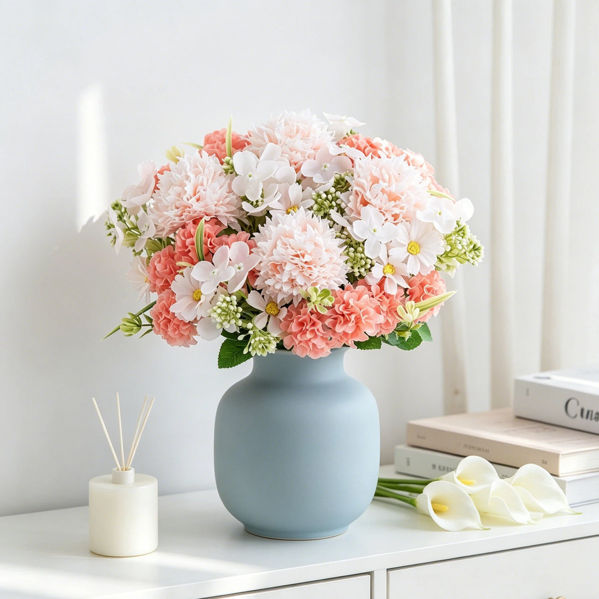 Silk Rose Artificial Bouquet – Wedding, Home & Garden Decor Artificial Flower Bouquet Axl