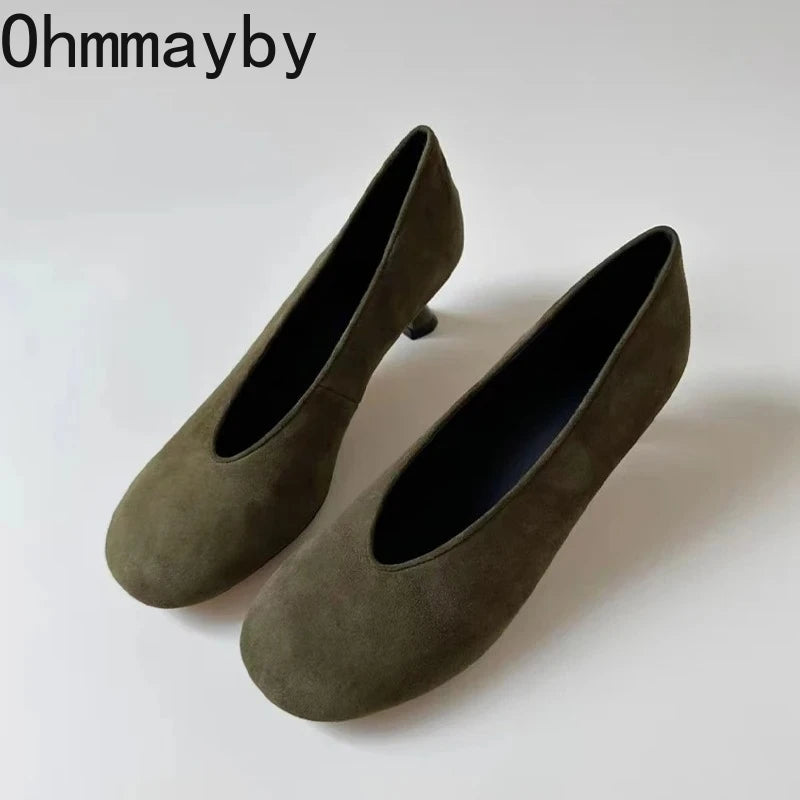 Women's Suede Mary Jane Pumps – Square Heel Slip-On Dress Shoes Mary Jane Pumps Axl