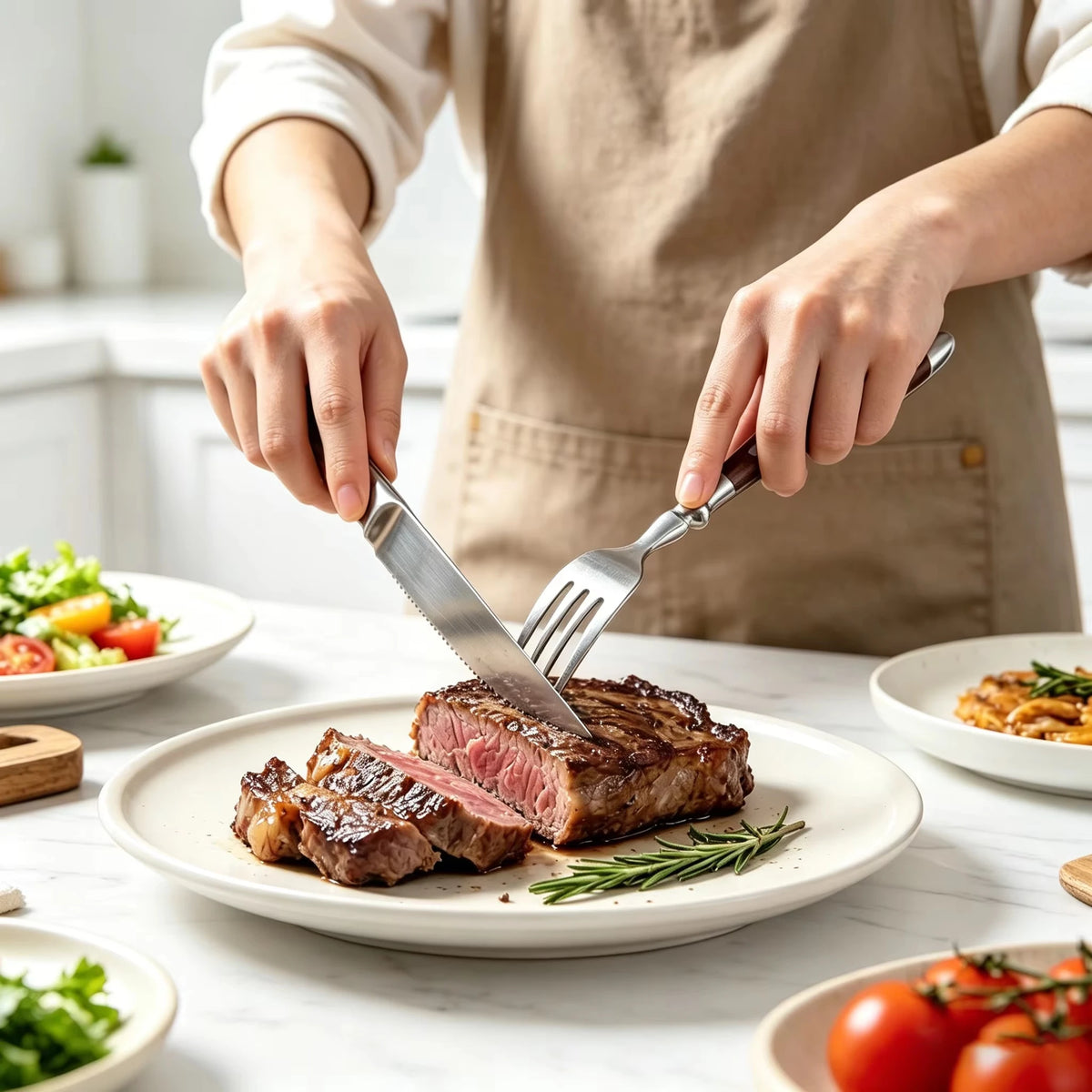 6-Piece Stainless Steel Cutlery Set – Steak Knife, Forks & Spoons Flatware Cutlery Set Axl