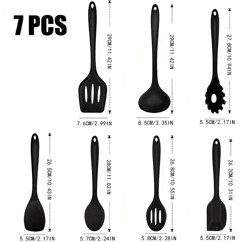 7-Piece Silicone Kitchen Utensil Set – Non-Stick Spatula & More Silicone Utensil Set Axl