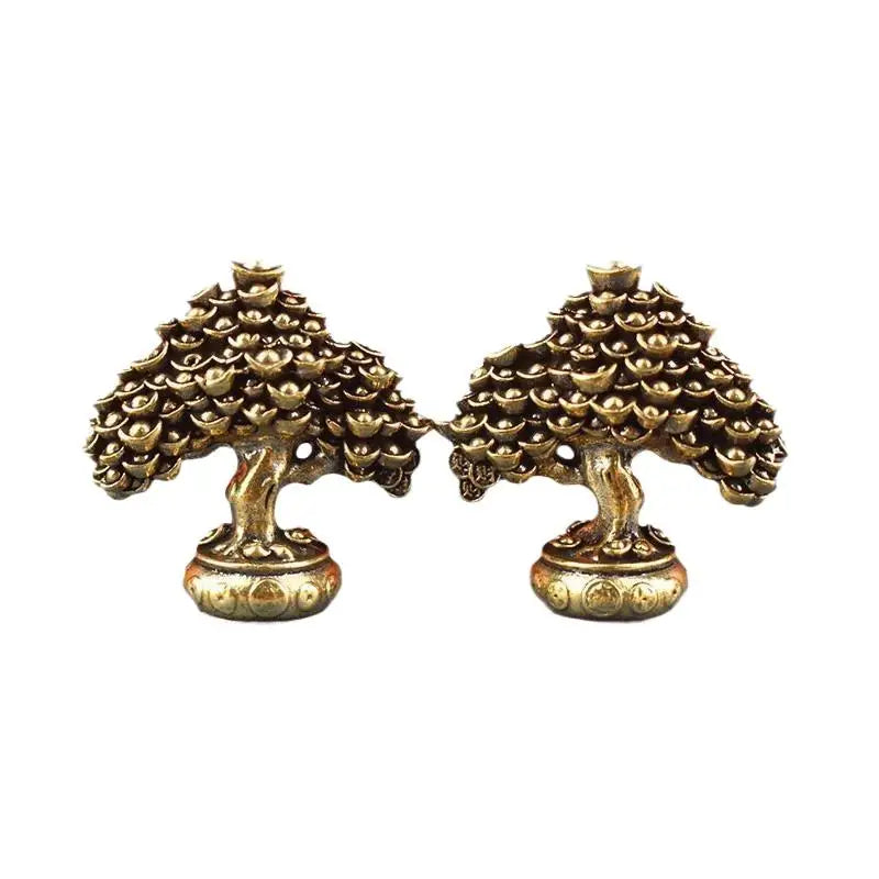 Brass Fortune Money Tree Figurine – Feng Shui Desktop Decor Brass Figurine Sculpture Axl