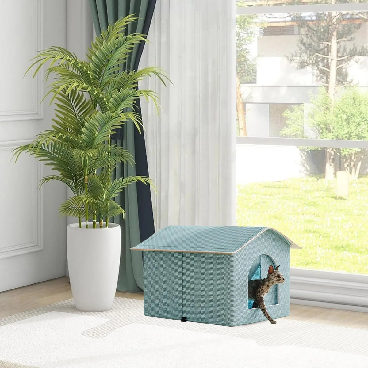 Cooling Cat House – Enclosed All-Season Pet Nest | S & M Sizes Cat Cooling House Axl