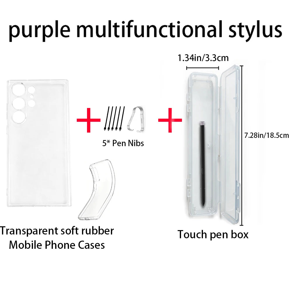 Samsung Galaxy S23 Ultra Stylus Pen + Nibs + Clear TPU Case Kit Phone Stylus Bundle Axl Purple