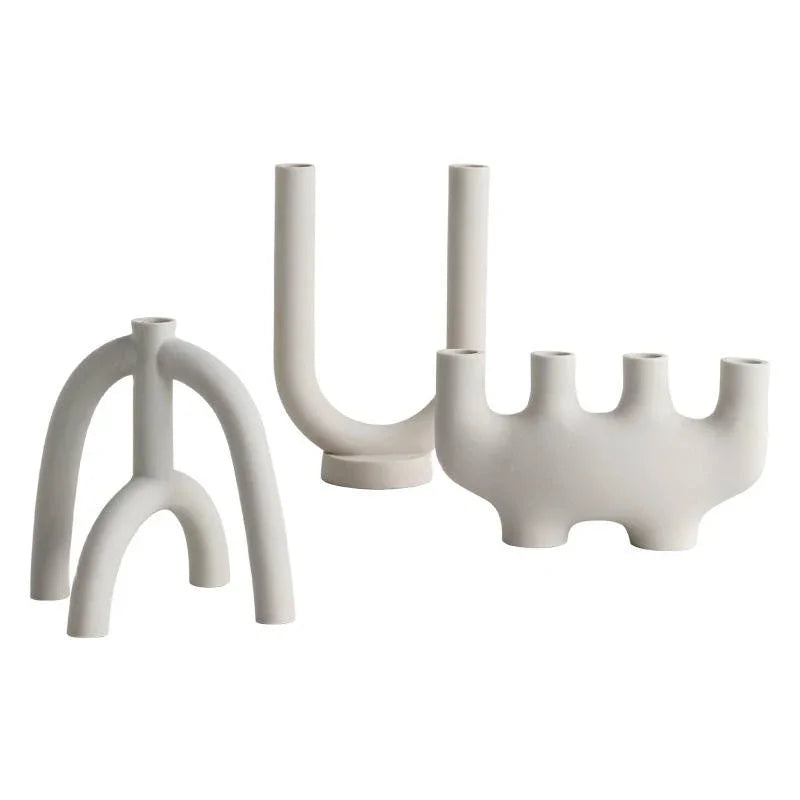 Nordic Ceramic Candle Holder – White Minimalist Candlestick Ceramic Candle Holder Axl