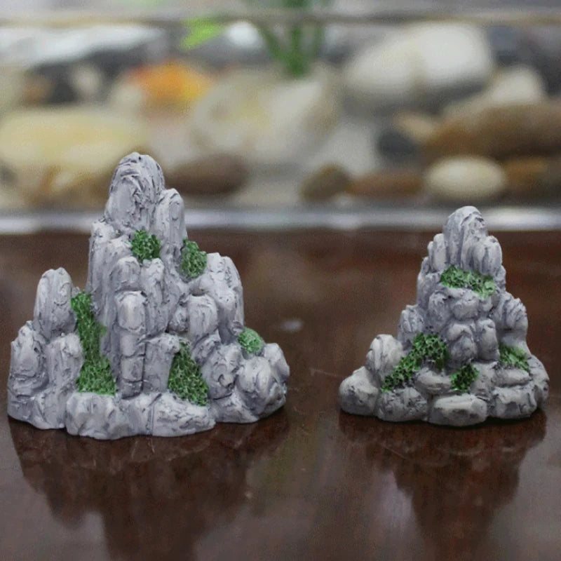 Mini Mountain Resin Rock – Aquarium, Bonsai & Fairy Garden Decor Miniature Garden Ornament Axl