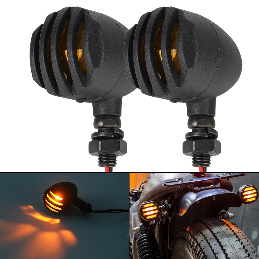 Retro Motorcycle Turn Signal Indicators – 2Pcs Halogen Blinker Motorcycle Turn Signals Axl