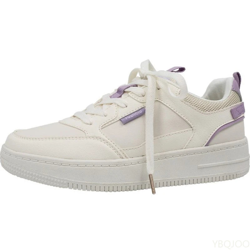 Women's Thick Sole White Sneakers – Breathable Lace-Up Shoes Women's Sneakers Axl