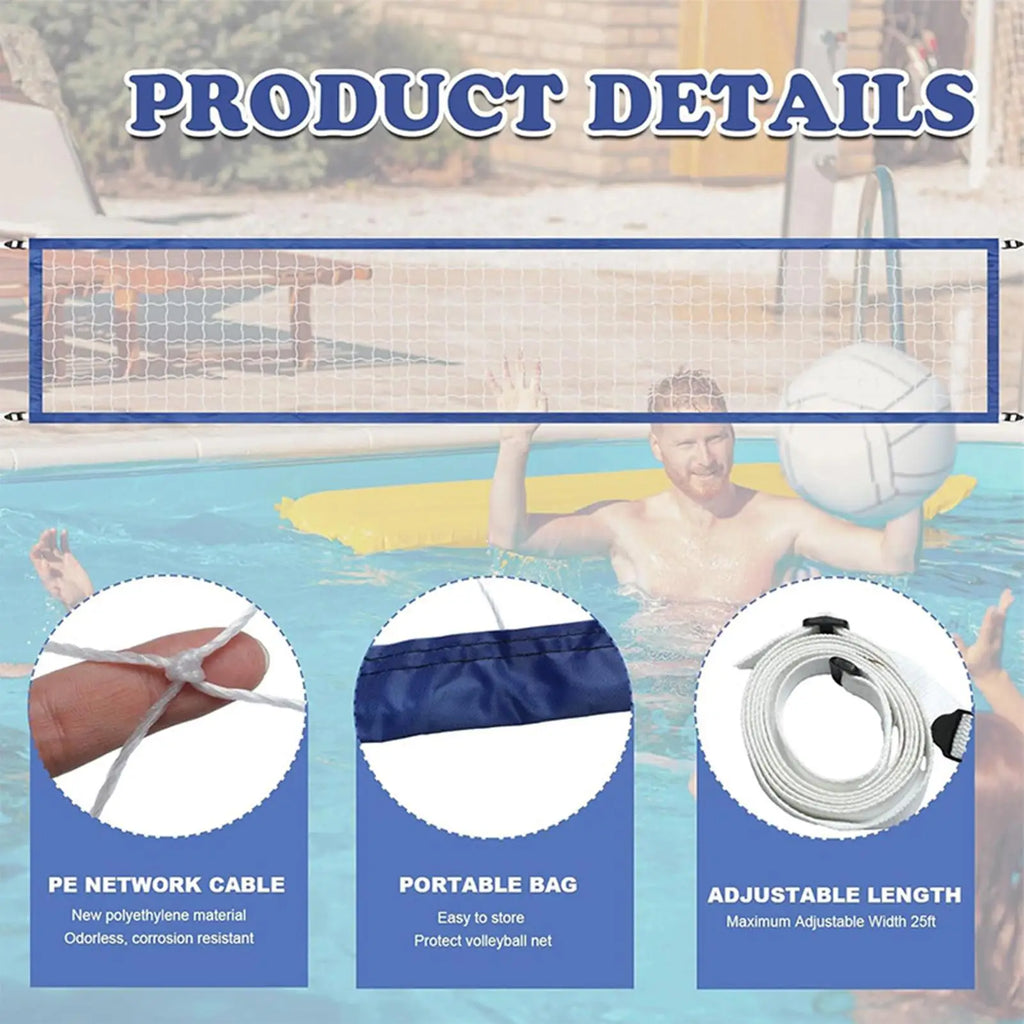 Adjustable Pool Volleyball Net – Beach, Garden & Backyard Pool Volleyball Net Axl