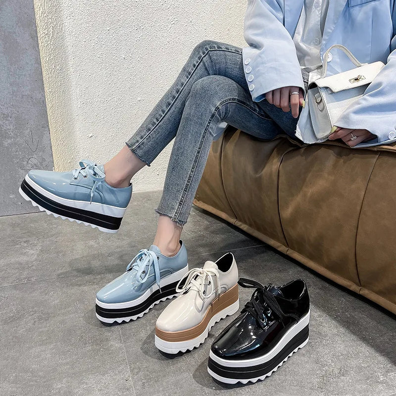 YBQJOO Women's Chunky Platform Sneakers – Lace-Up Casual Platform Sneakers Axl