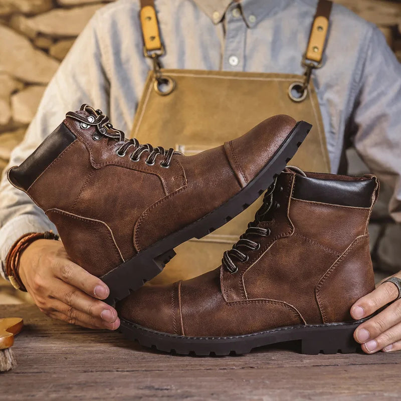 YBQJOO High Top Ankle Boots – Lace-Up Non-Slip Couple Boots Ankle Boots Axl 9188 brown 41