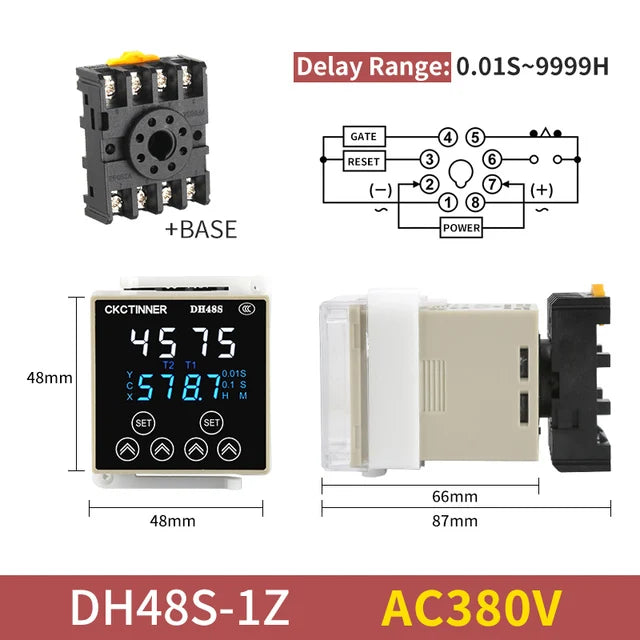 DH48S Digital Time Relay Programmable Cycle Delay Din Rail Digital Time Relay Axl DH48S-1Z AC380V