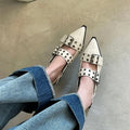 Women's Pointed Toe Rivet Ballet Sandals – Summer Flats 2025 Women's Sandals Axl Beige 34