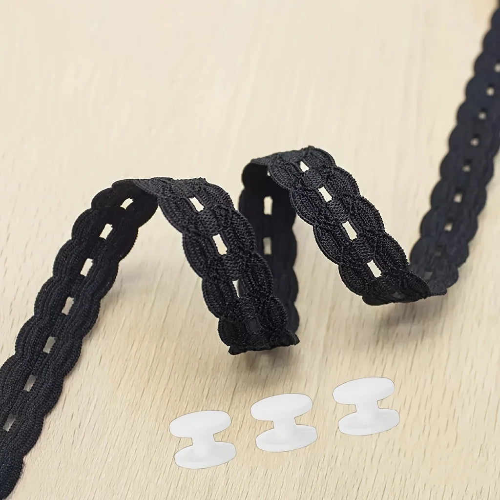 Lace Trim Hem Waist Belt – No-Tie Hem Adjuster for Shirts Hem Adjuster Belt Axl Black-1belt 3buttons