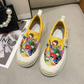 Women Platform Canvas Loafers – Thick Sole Graffiti Sneakers Platform Canvas Loafers Axl YELLOW 36