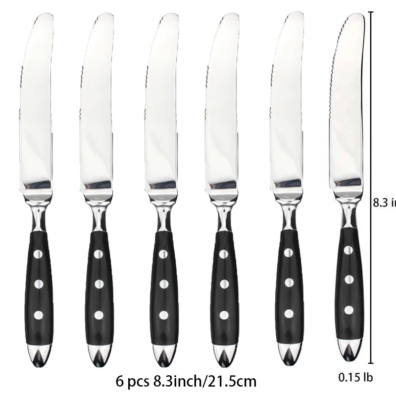 Elegant Stainless Steel Cutlery Set – Fork, Spoon & Steak Knife Cutlery Dinnerware Set Axl 6 Pc Table knife China Mainland