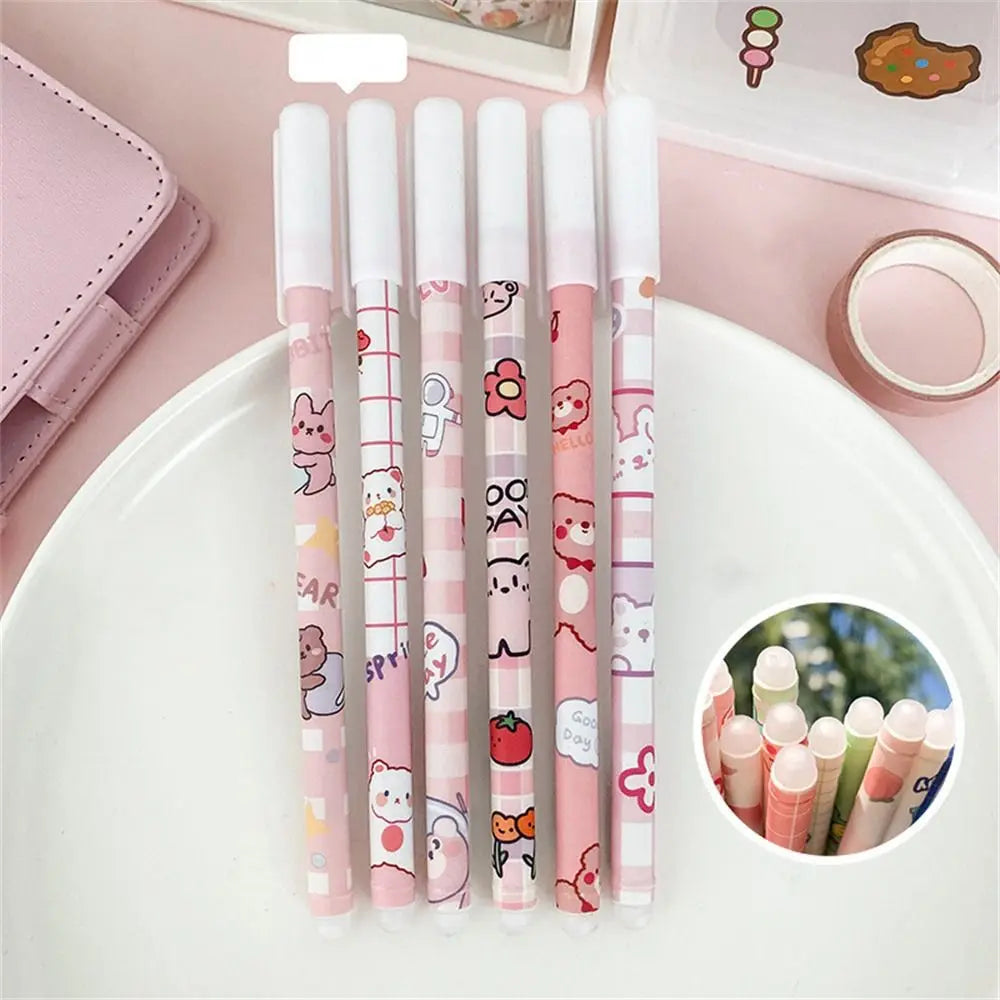 Kawaii Erasable Gel Pen 0.5mm Blue Ink – Cartoon Student Pen Erasable Gel Pen Axl pink bear random 1pc