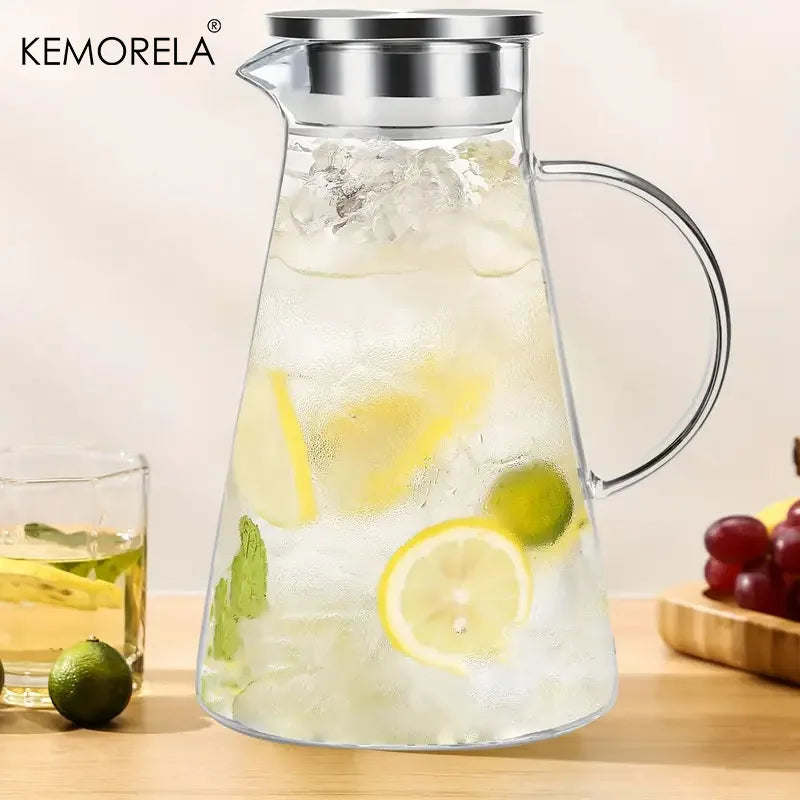 KEMORELA Large Glass Water Jug with Handle – Heat-Resistant Glass Water Jug Axl