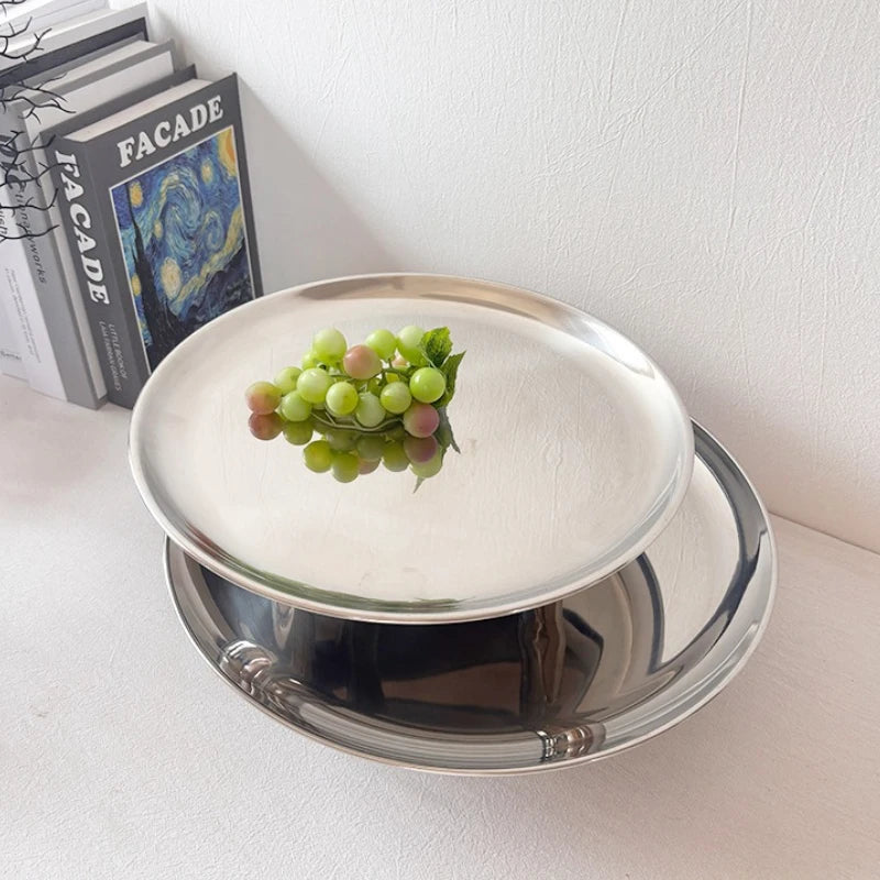 Stainless Steel Round Storage Tray | Modern Minimalist Organizer Storage Tray Axl