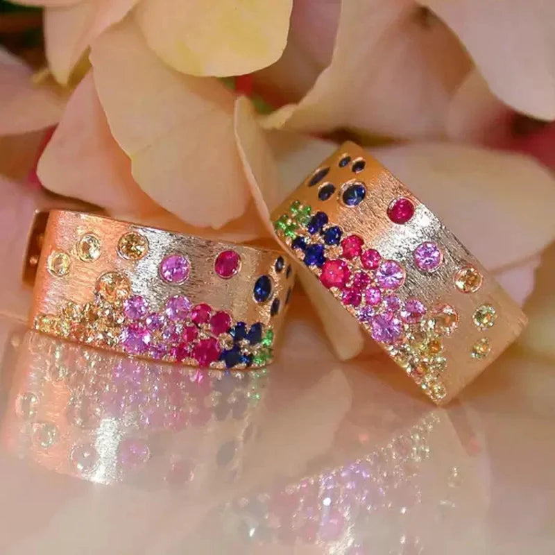 Huitan Colorful CZ Hoop Earrings – Gold Tone Women's Fashion CZ Hoop Earrings Axl