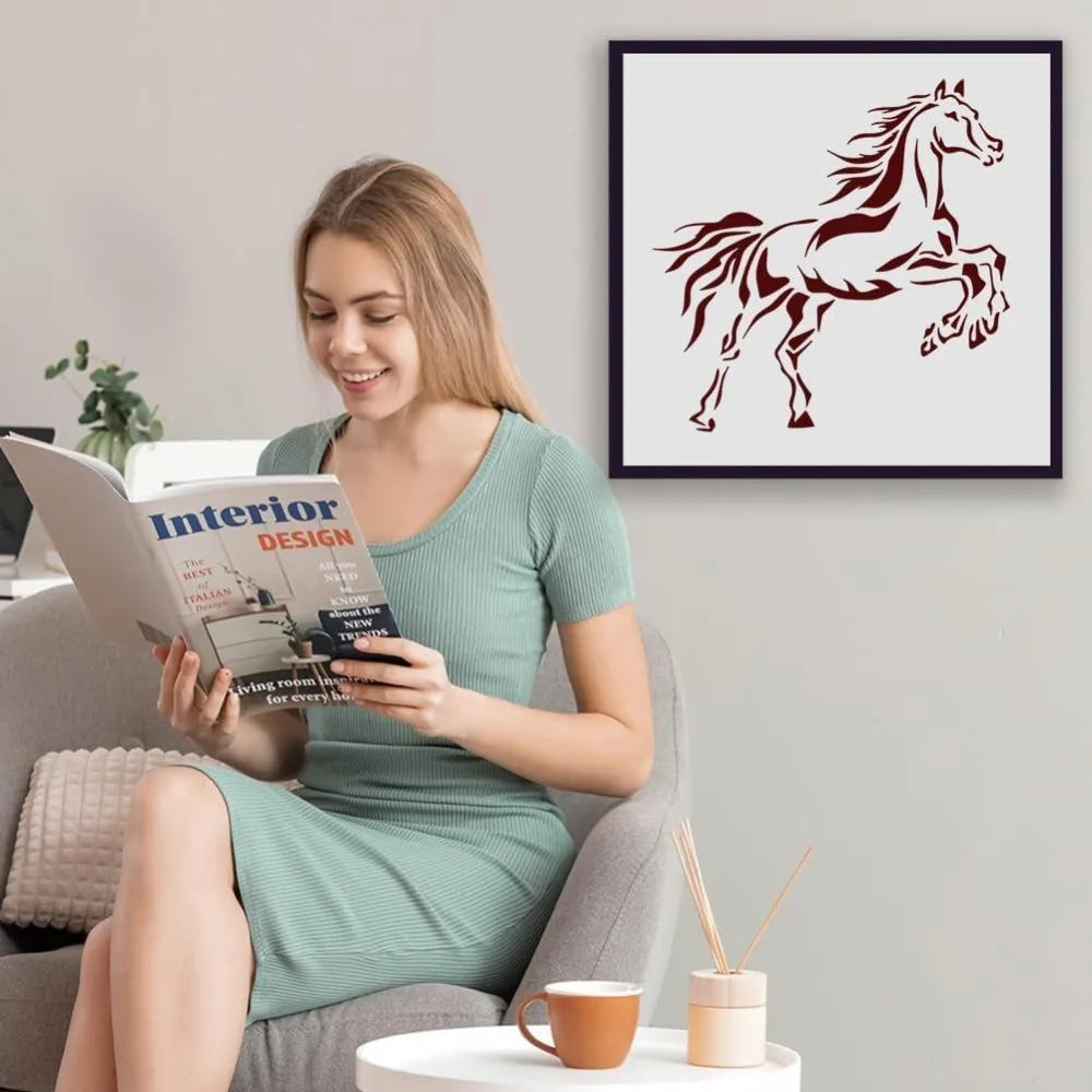 2Pcs Reusable Horse Wall Stencil 11.8" | DIY Painting Crafts Painting Stencil Axl