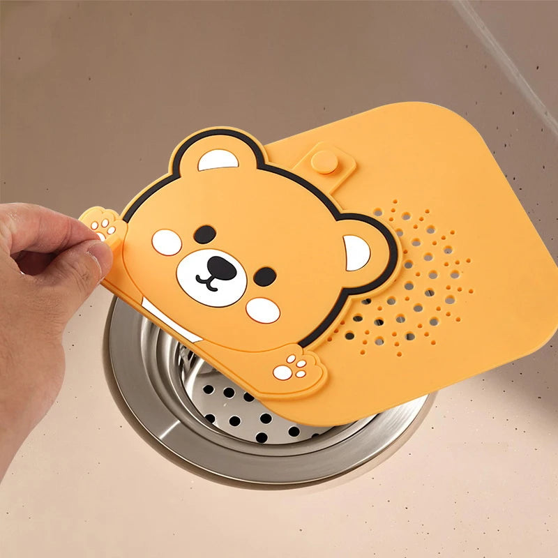 Bear 2-in-1 Floor Drain Cover – Odor Proof Silicone Mat Floor Drain Cover Axl