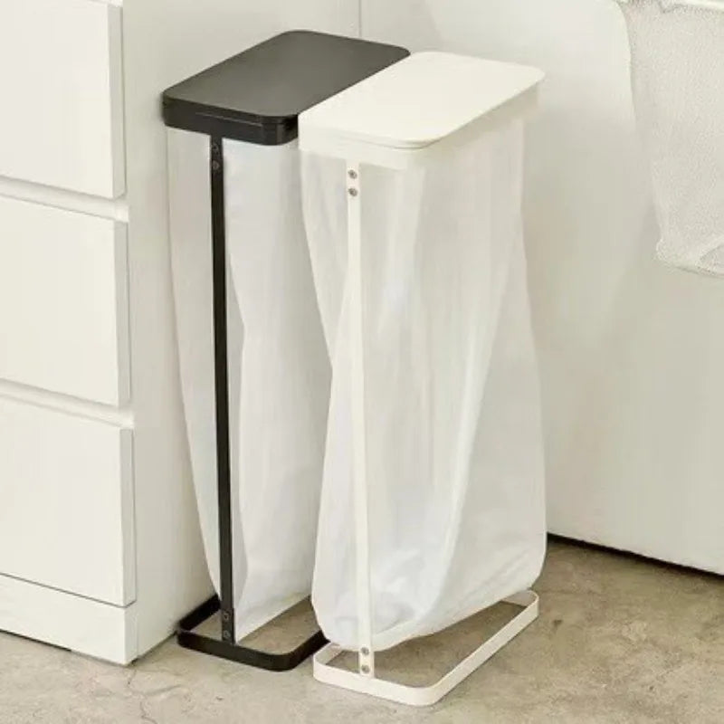 Modern Square Trash Can with Lid – Iron Waste Bin Rack Waste Bin Rack Axl