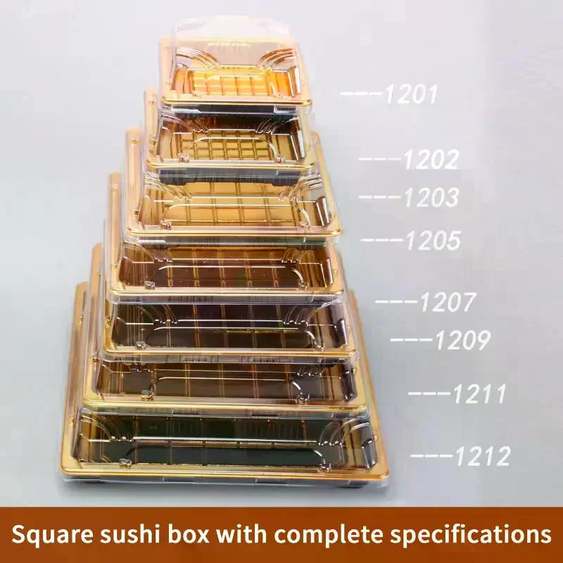 10 Pcs Disposable Sushi Boxes with Lids – PET Takeaway Pack Disposable Food Containers Axl