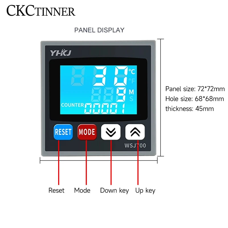 WSJ700 Digital Temperature Controller Timer SSR Relay 100-240VAC Temperature Controller Axl