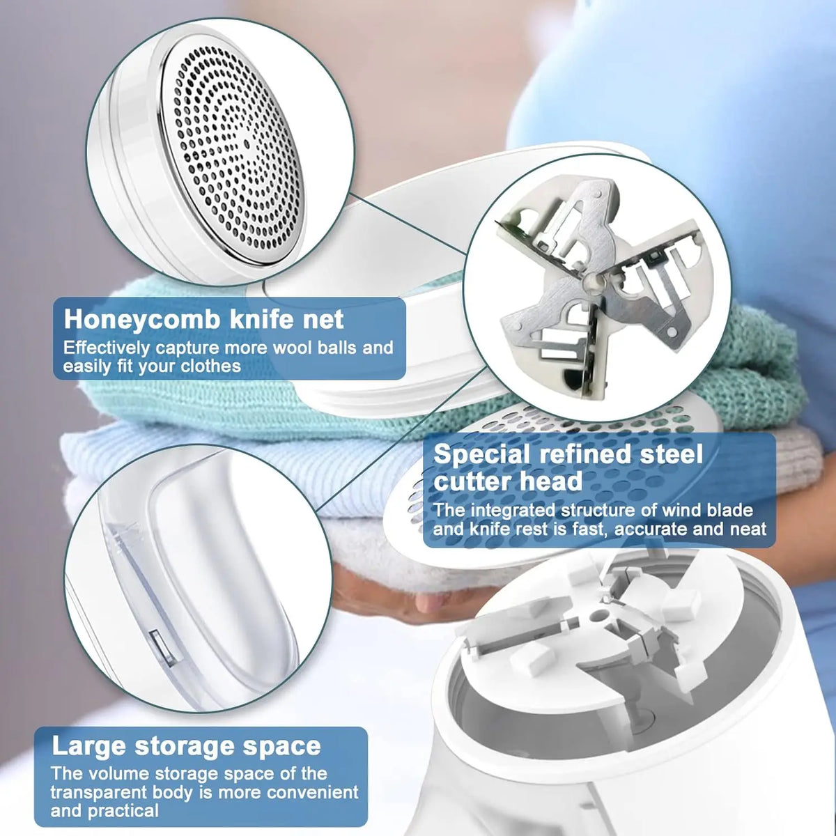 Rechargeable Fabric Shaver – Portable Lint Remover & Defuzzer Fabric Lint Shaver Axl