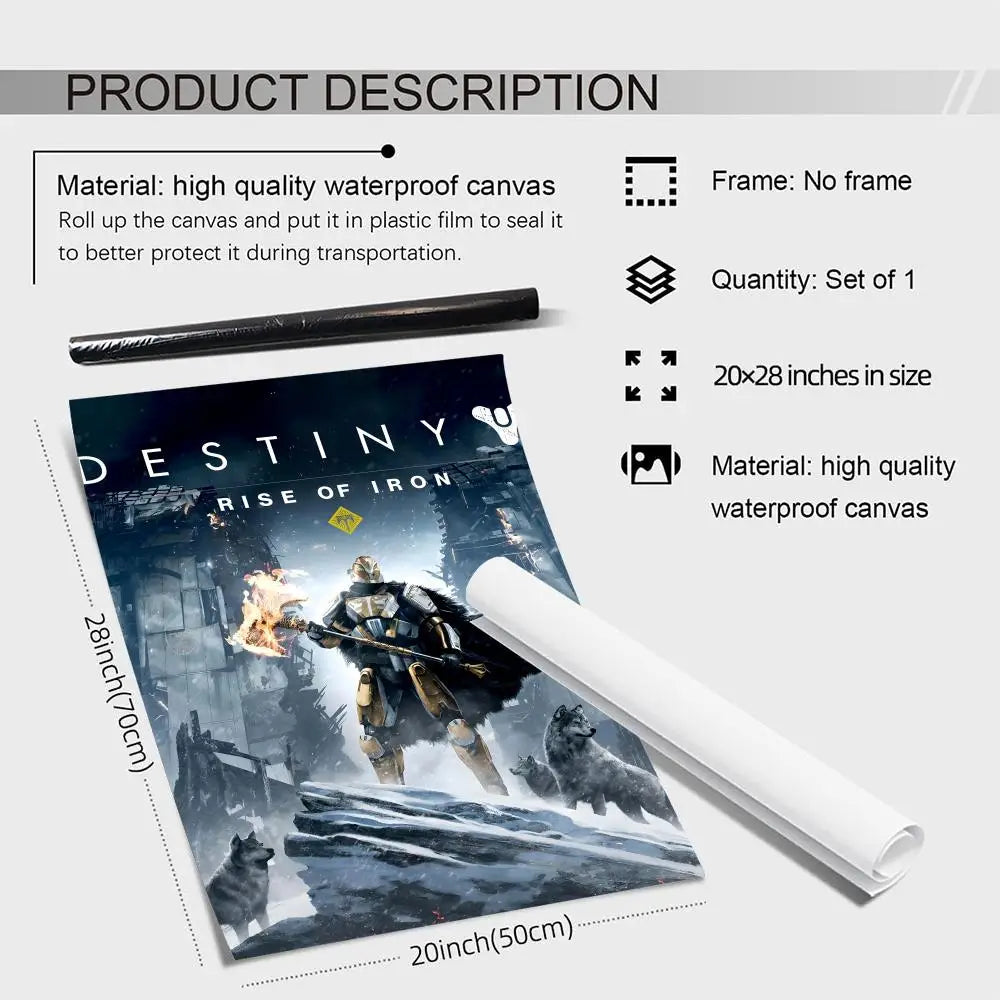 Destiny 2 Canvas Wall Art Poster – UV-Resistant Unframed Print Canvas Wall Art Axl