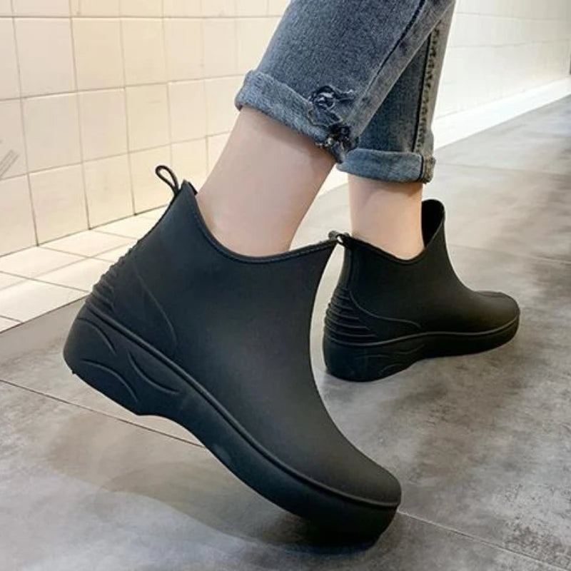 Women's Waterproof Platform Rain Boots – Anti-Slip Ankle Boot Platform Rain Boots Axl