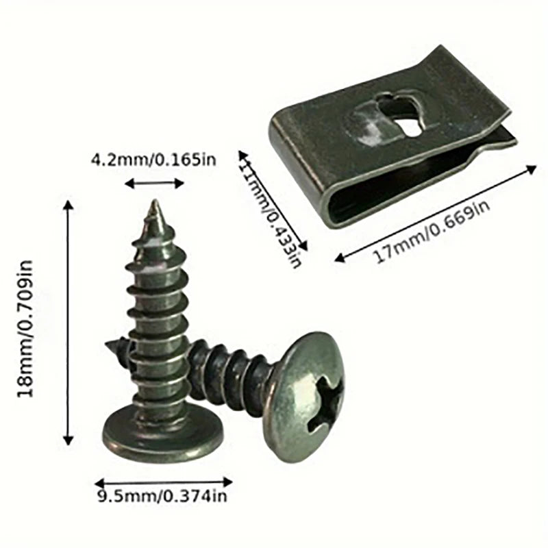M4 M5 Self-Tapping Screws & U-Type Clip Kit | 100–200 Pcs Fastener Clip Kit Axl