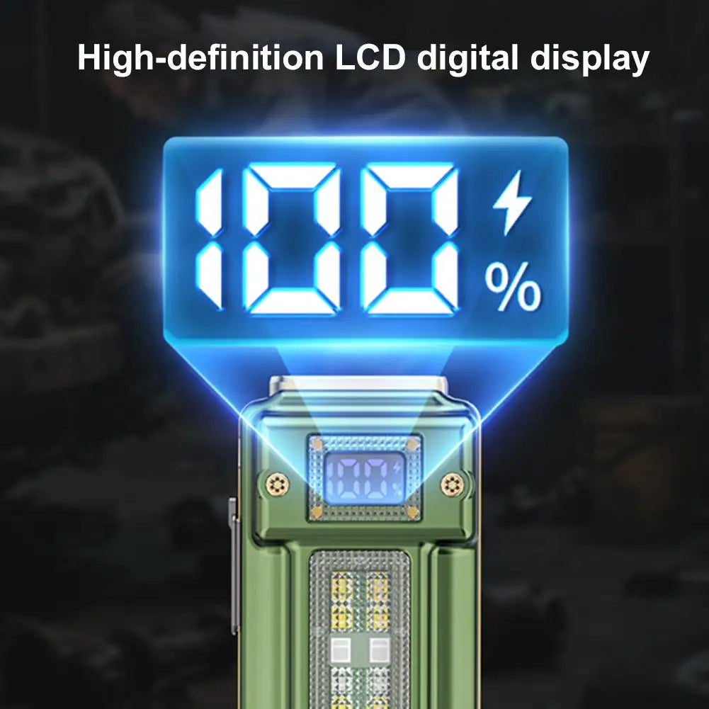 Rechargeable EDC Flat Flashlight 400-1200 Lumen Digital Display LED Tactical Flashlight Axl