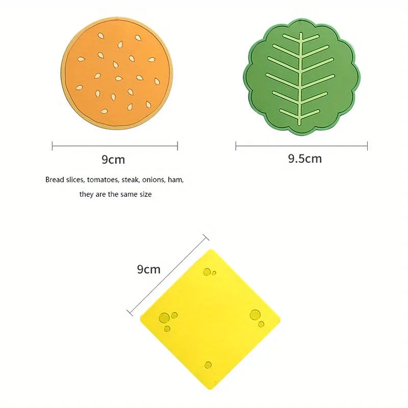 8pc Burger Shape Coaster Set – Fun Novelty Cup Mats for Home Novelty Coaster Set Axl