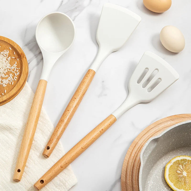 3-Piece Silicone Spatula & Spoon Set – Heat-Resistant Kitchen Tools Silicone Kitchen Utensils Axl