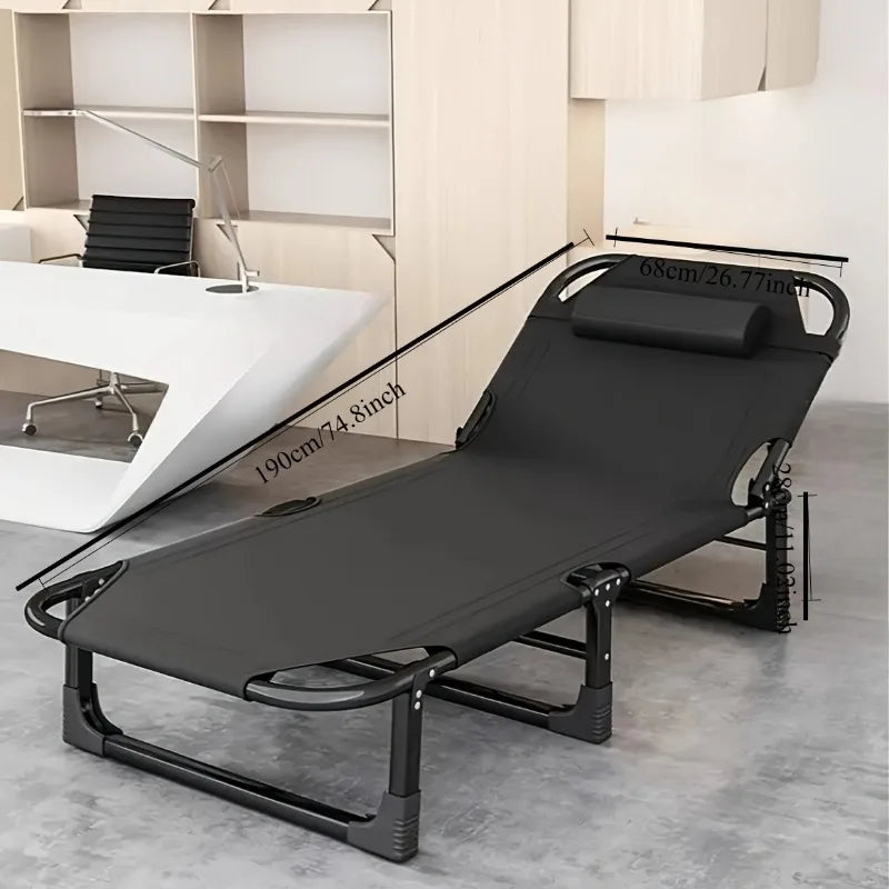 Folding Outdoor Lounge Chair with Headrest – Portable Beach Bed Outdoor Lounge Chair Axl black