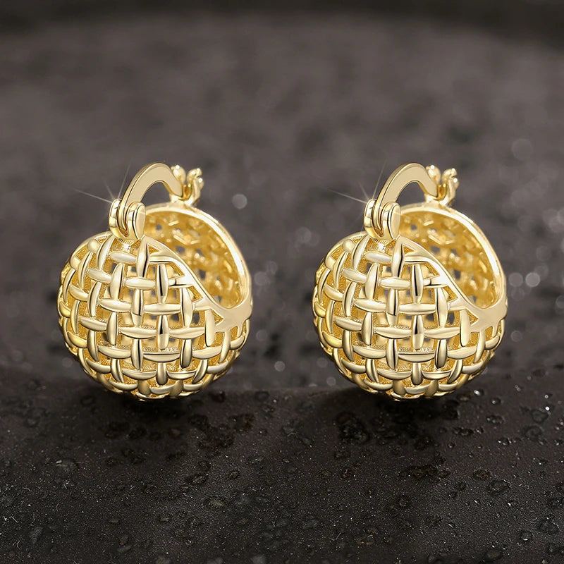 Huitan Metal Ball Hoop Earrings – Silver & Gold | Fashion Jewelry Hoop Earrings Axl