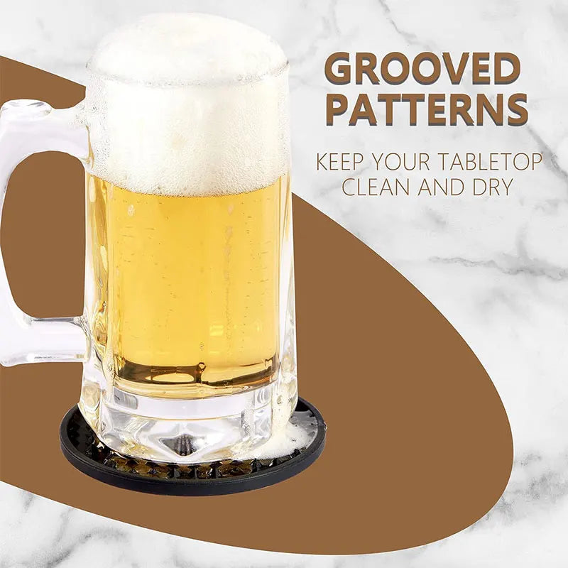 Silicone Drink Coasters Set of 6 with Holder | Dishwasher Safe Drink Coaster Set Axl