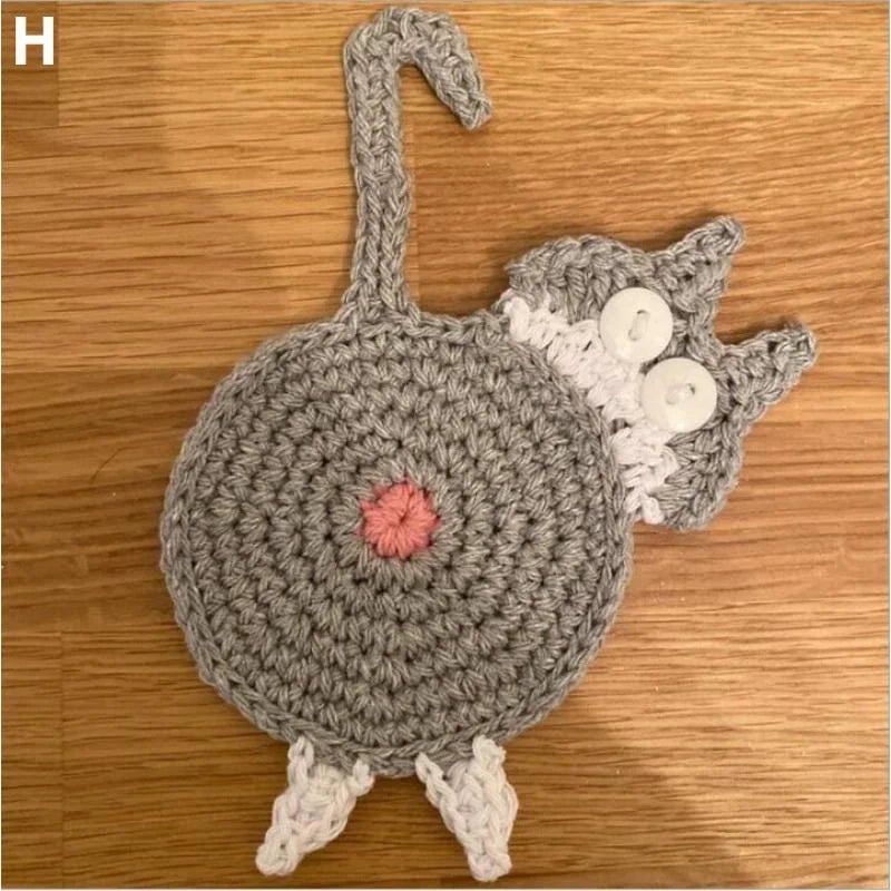 Cat Butt Coaster – Funny Heat-Resistant Cloth Drink Mat Novelty Drink Coaster Axl H 15x10cm