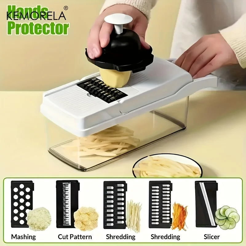 KEMORELA 22-in-1 Vegetable Cutter, Grater & Slicer with Container Vegetable Cutter Set Axl