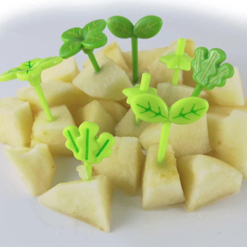 8-Piece Mini Leaf Fruit Forks – Kids Cake & Snack Picks Mini Food Picks Axl