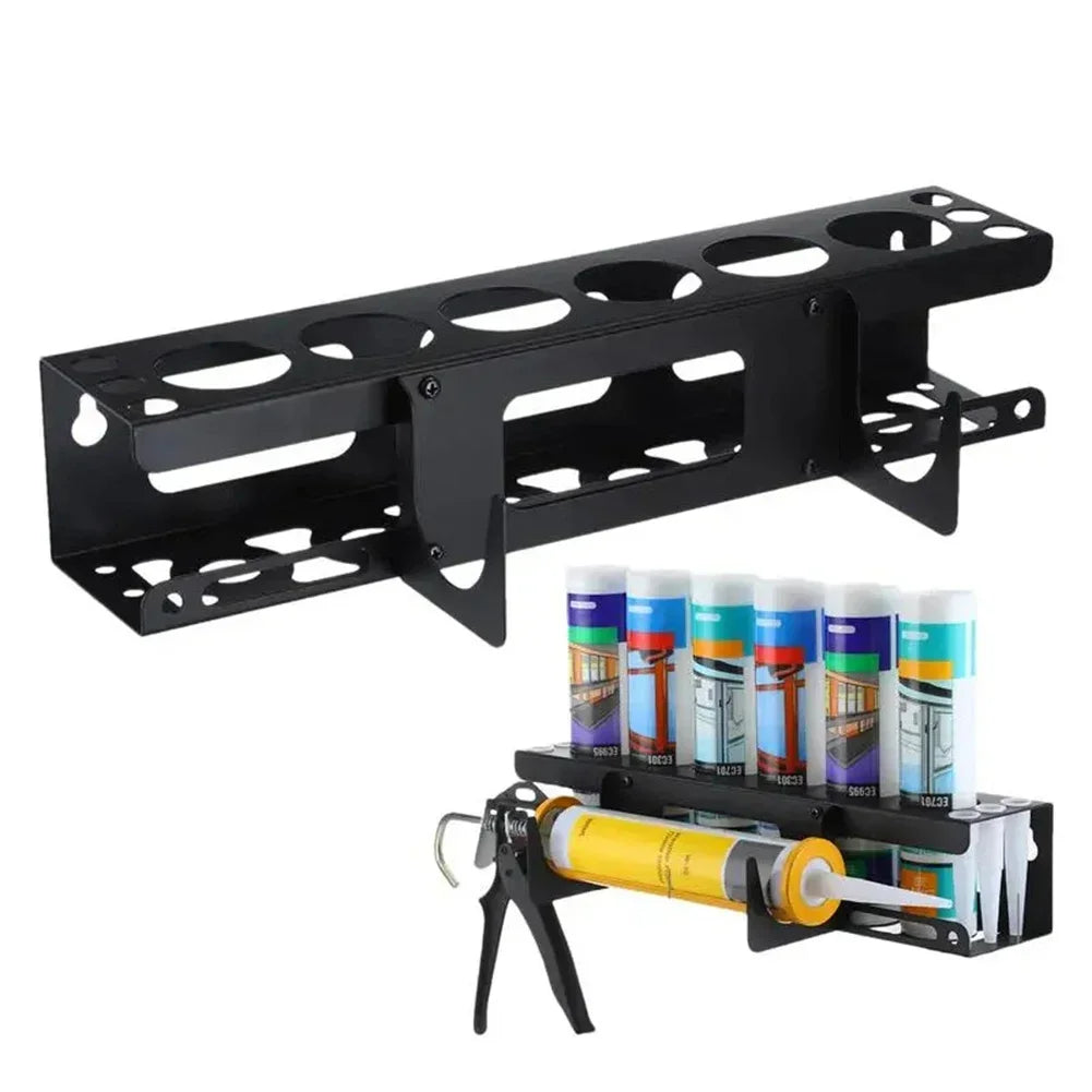 Wall-Mounted Caulking Tube Holder – 6-Slot Steel Storage Rack Caulk Tube Organizer Axl