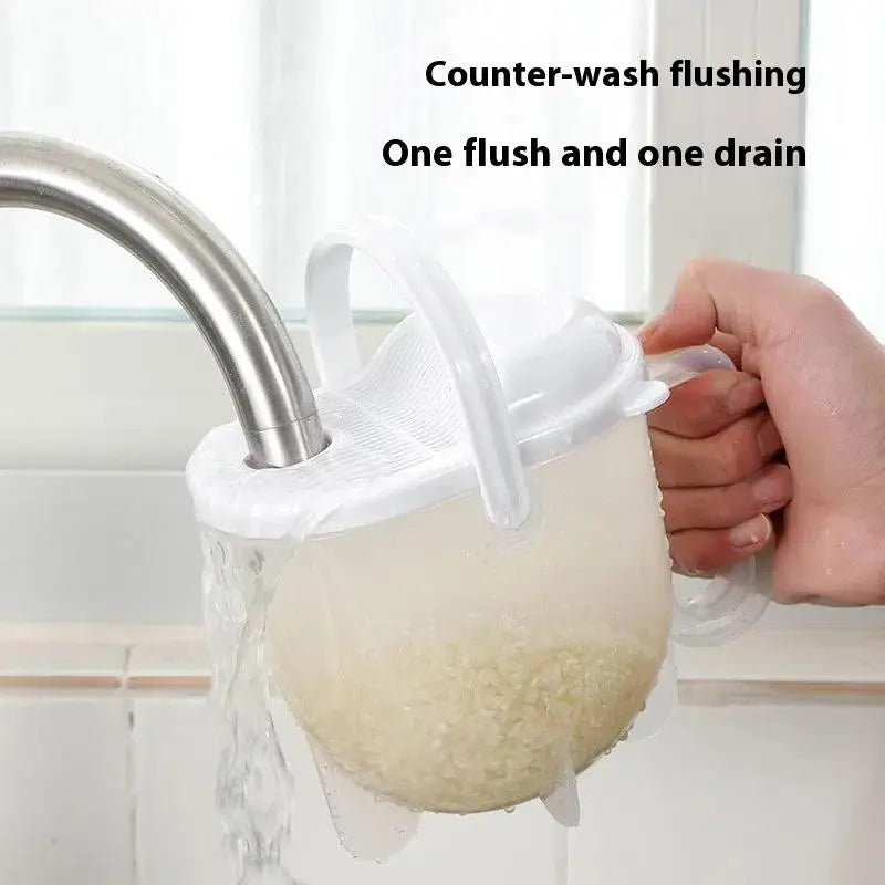 Rice Strainer Bowl with Lid & Handle – Grain & Bean Washer Kitchen Strainer Bowl Axl