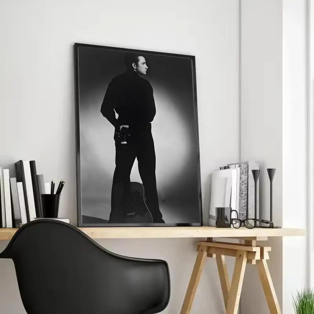 Johnny Cash Canvas Wall Art – Vintage Music Poster Print Canvas Poster Print Axl Black13 30X40cmFrameless